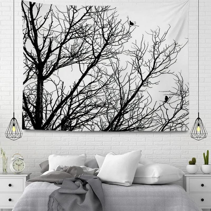 

Главная Настенное украшение Гобелен Горный туман Лес Фон Подвесная ткань Офис Гостиная Гобелен 230x180cm