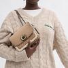 Coach Madison 19 Logo Studded Decor Leather And Synthetic Leather Crossbody Shoulder Bag Small Women Bags Gray Brown CW414-V5SNE