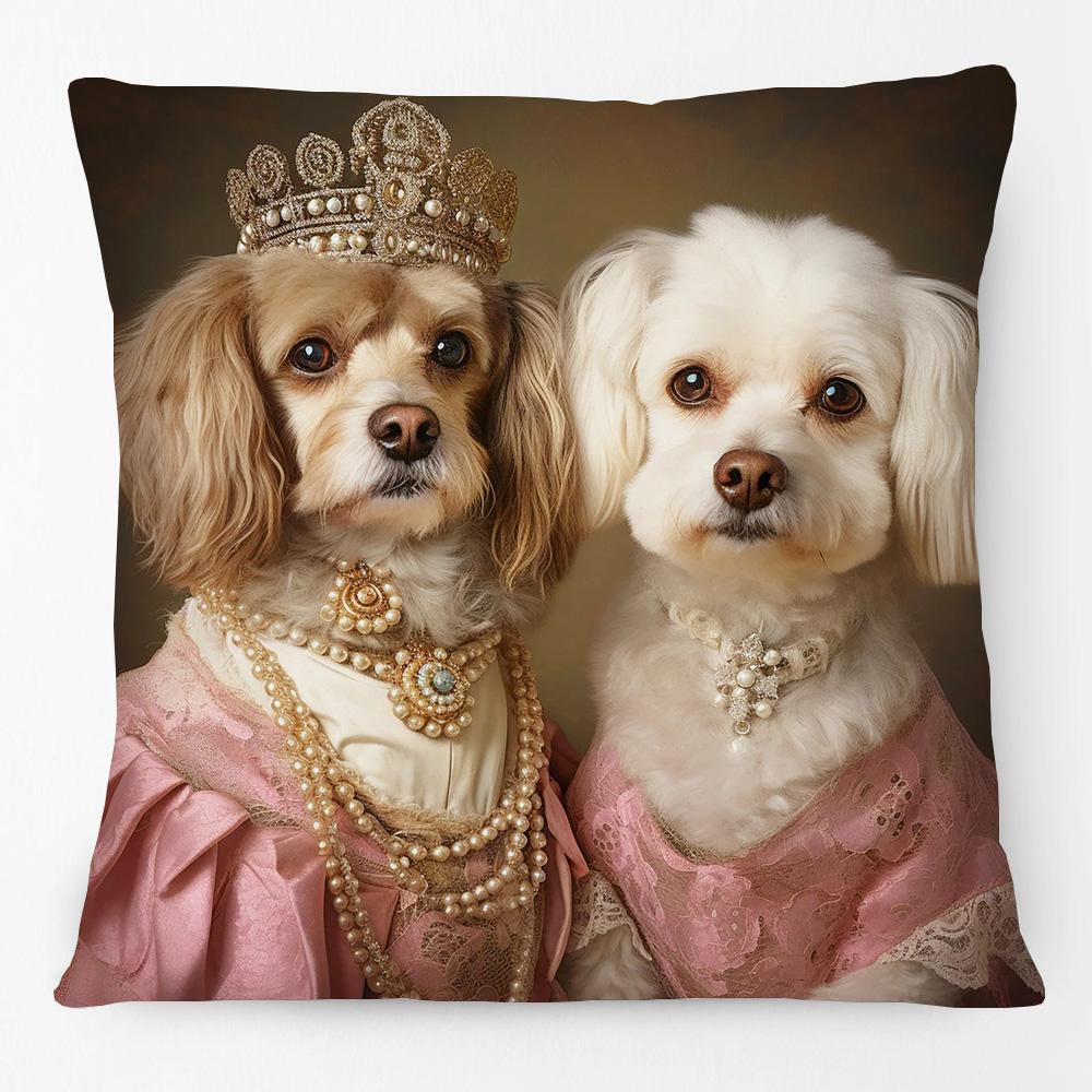 Renaissance Katze Malerei Cavalier King Charles Spaniel Malteser Hund Druck Kissenbezug Kissenhülle