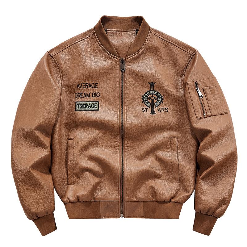 New Men's Leather Jacket, New Versatile Youth Handsome Leather Jacket, Korean Style Slim Motorcycle Jacket, Large Size Leather