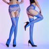 Sexy Women Lace Elastic Maid Stocking Oil Shiny Glossy Vintage Above Knee Stocking Belt Garters Stockings Fashion Dance Tights