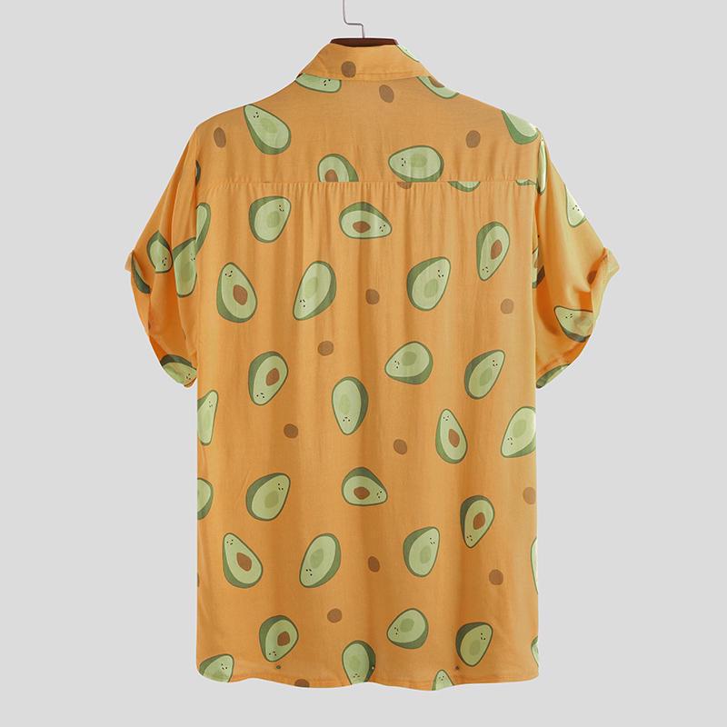 Buy Avocado Print Men Shirt Turn-down 