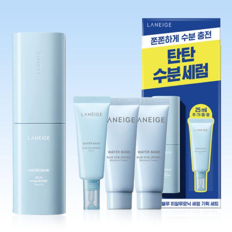 LANEIGE Набор сыворотки Water Bank Blue Hyaluronic 50 мл с Сывороткой 25 мл + Увлажняющий крем 25 мл x2 Увлажняющий уход за барьером K-Beauty