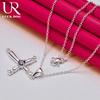 925 Sterling Silver Cross Zircon Pendant Necklace Fashionable Wedding Jewelry