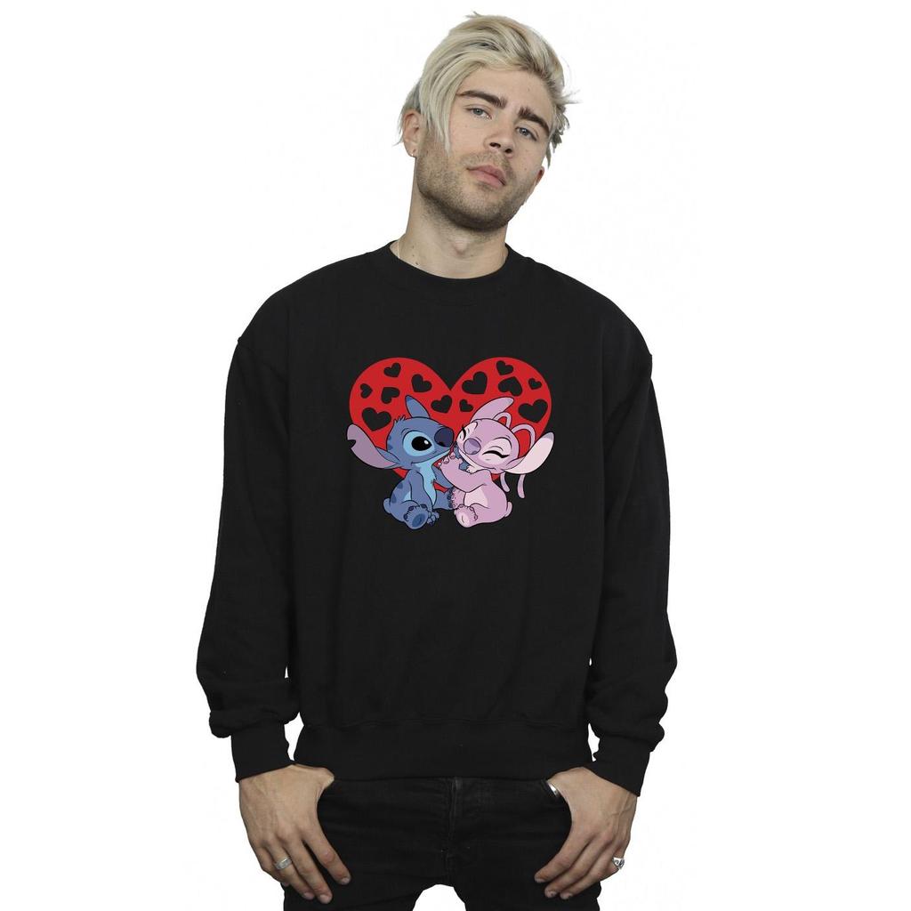 Disney Mens Lilo & Stitch Hearts Sweatshirt