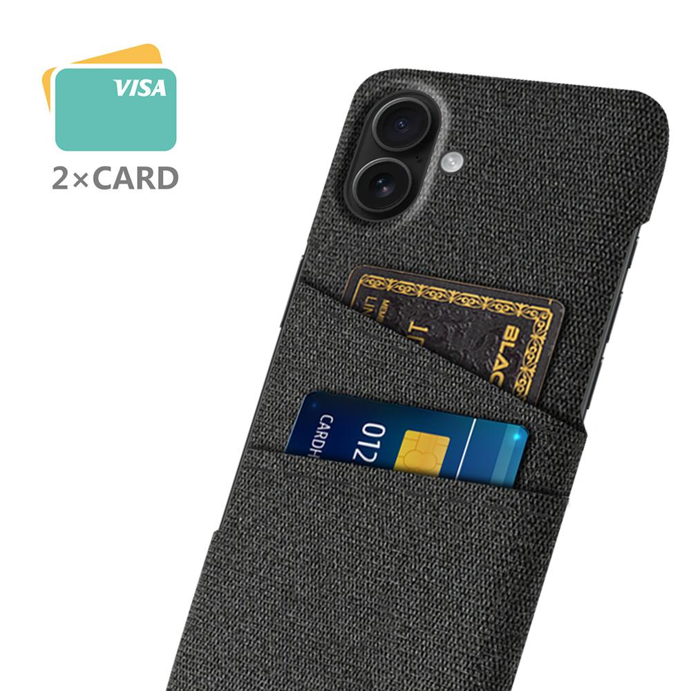 

For iPhone 17 Case Cloth+Hard PC Phone Cover with Dual Card Slots Red