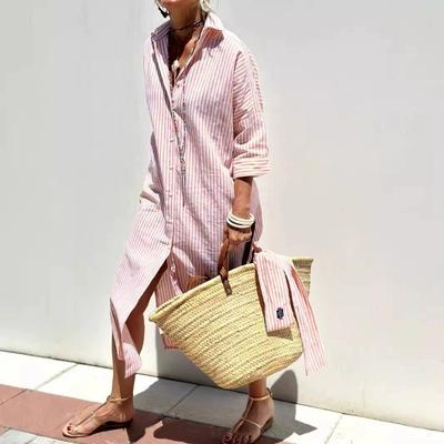 Striped Shirt Split Dress Summer Shirt