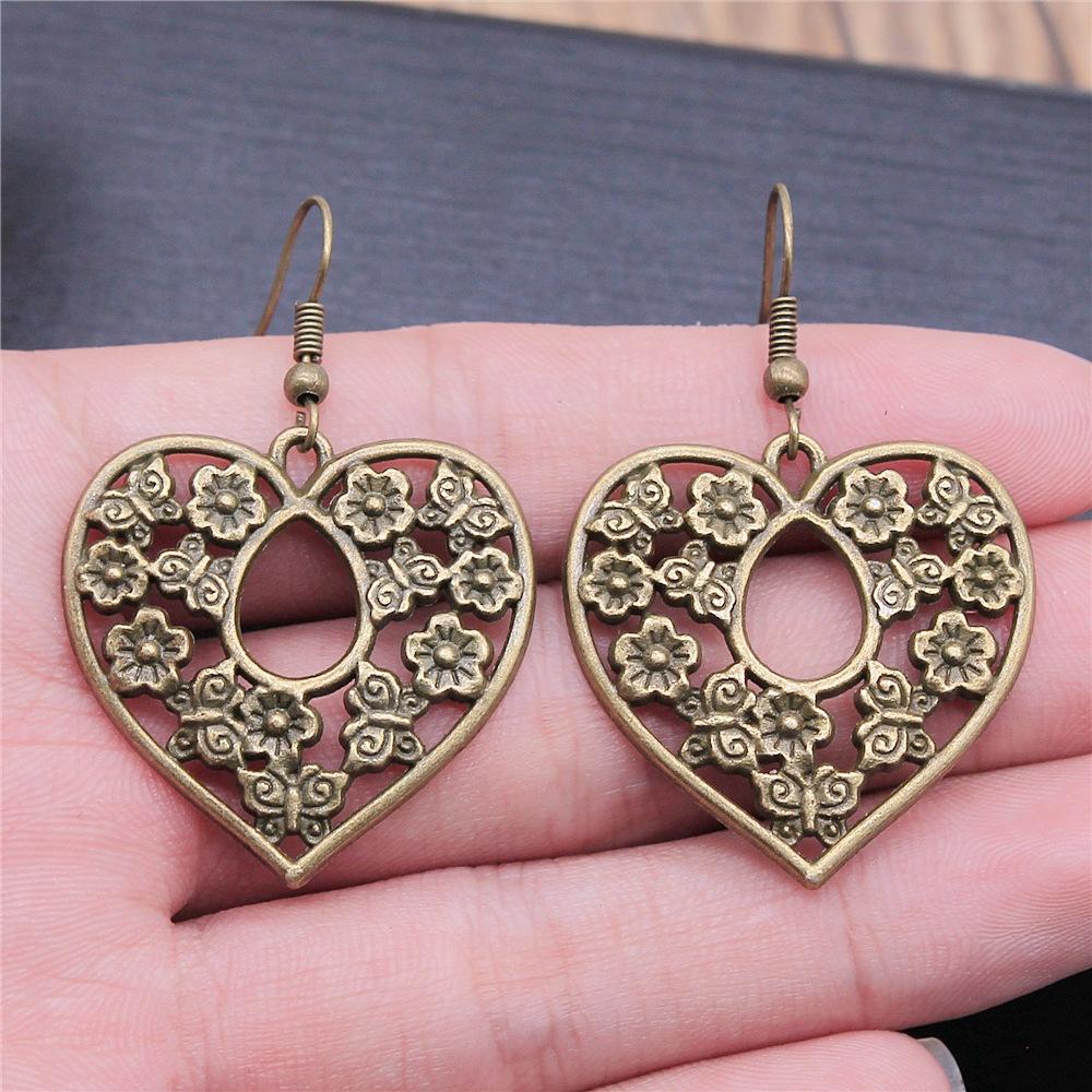 24 Styles Simple Design Gothic Punk Style Hollow Heart Drop Earrings For Women Vintage Fashion Earring Gift