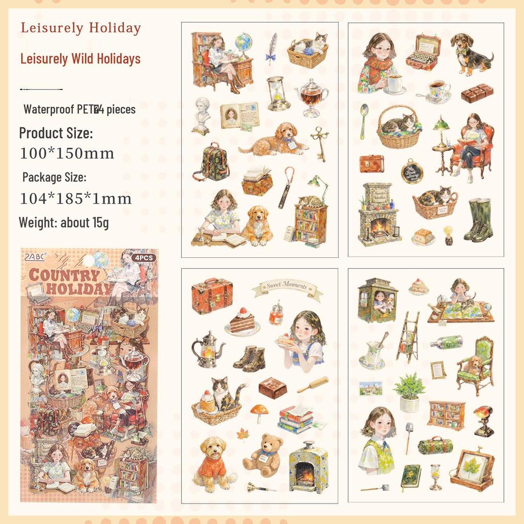 Yue Zhen Waterproof Character Stickers for Journals and Kids - PET Material