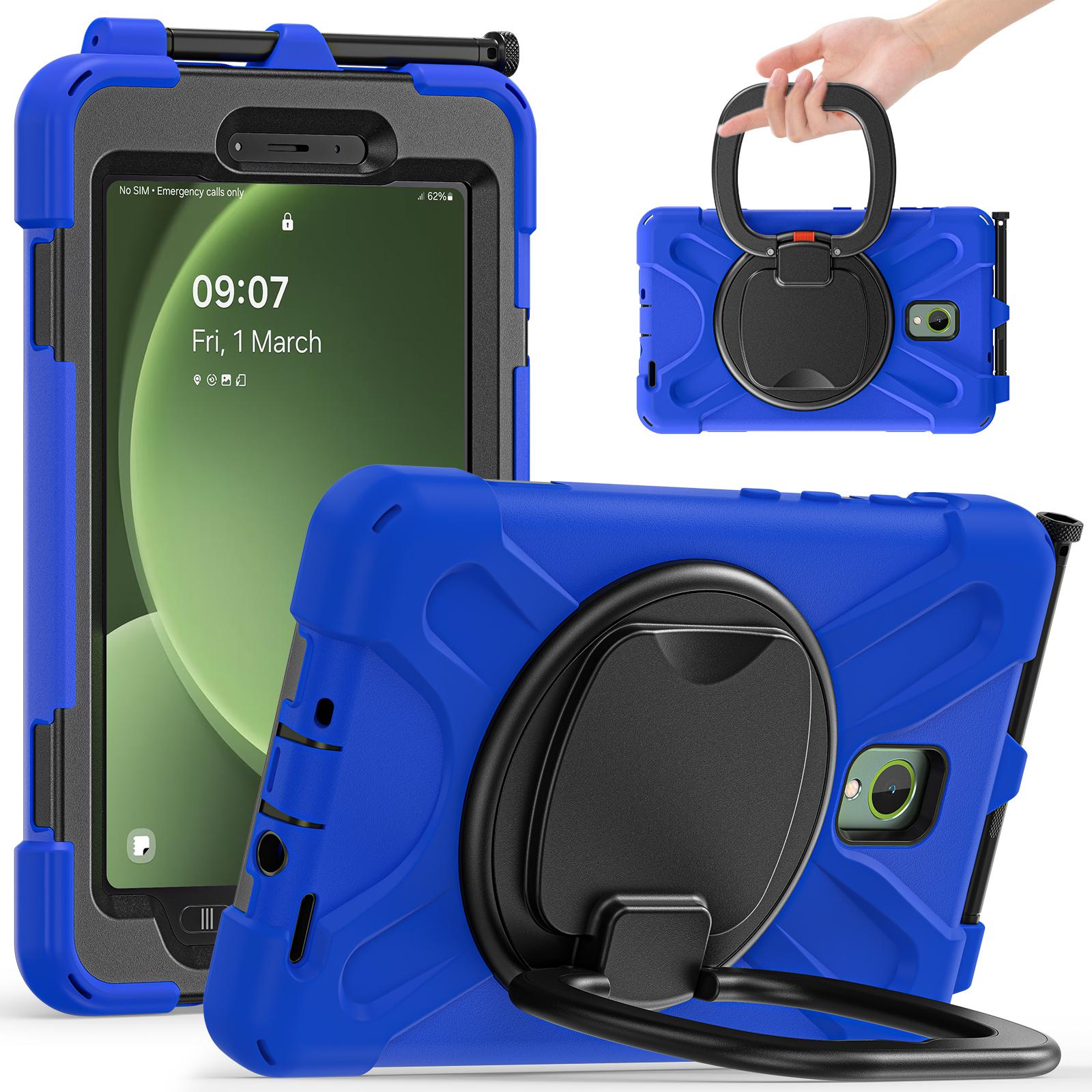 Robuuste Case Voor Samsung Galaxy Tab Active 5 3 8.0 inch SM-X300 X306B T570 T575 Cover Met 360 Graden Draaibare Handgreep Active5 2024 SM-X300 blauw