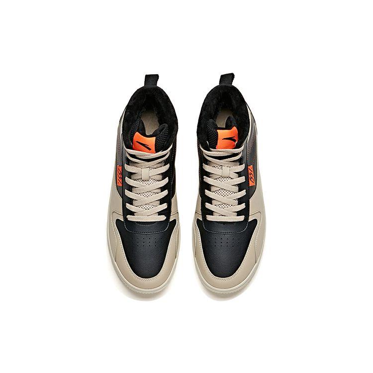 Anta Lifestyle Series Fleece Lined Warm Durable Breathable High Top Sneakers Men sneakers Black Gray 912046920-2