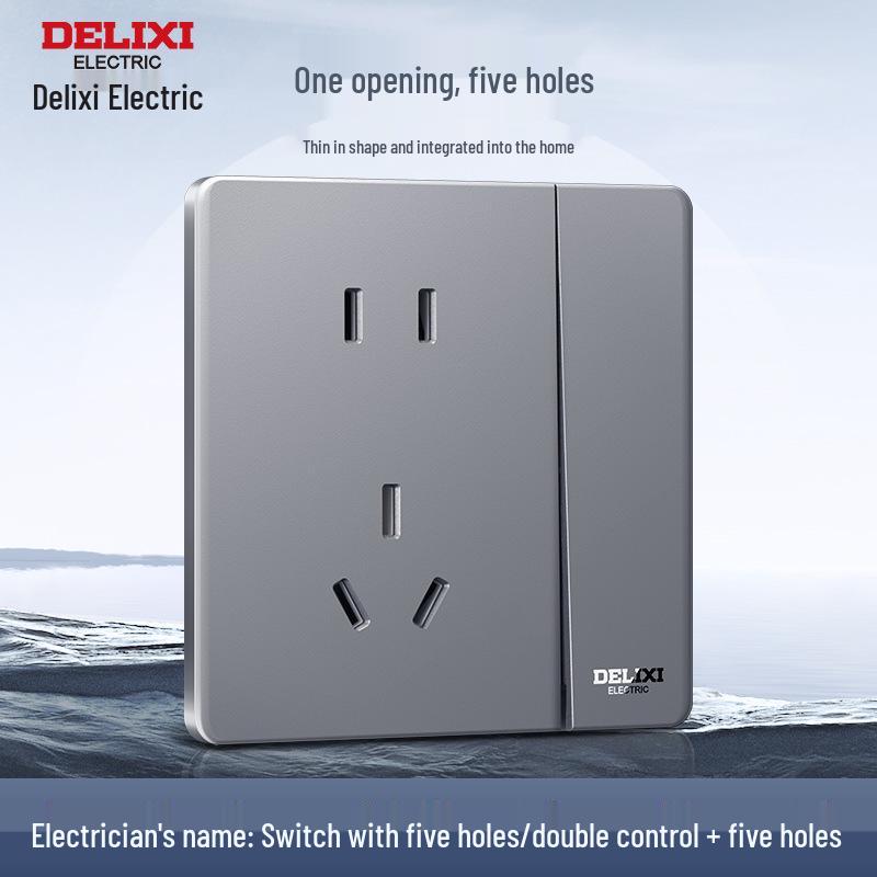 DELIXI 16A Wall Switch Socket for Air Conditioner & Computer, Household Panel, 86 Type, Starry Sky Gray.