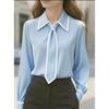 TIFICY Women's Fashion Casual Spring Autumn Colour Block Print Long Sleeve POLO Neck Blouses & Shirts