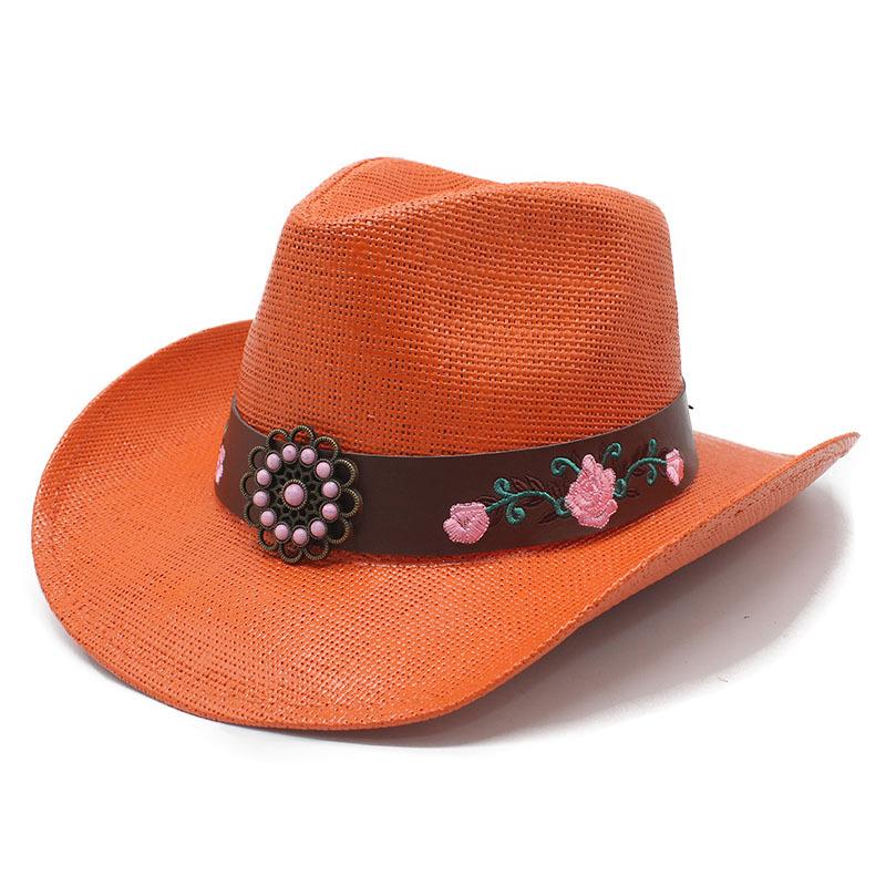 Western cowboy hat men's and women's outdoor sun hat hard cowboy straw hat ethnic style top hat