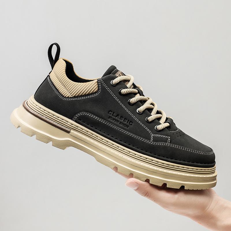 

Autumn and winter new thick-soled tooling shoes men s shoes trendy casual small leather shoes muffin sole Martin shoes 39 чорний