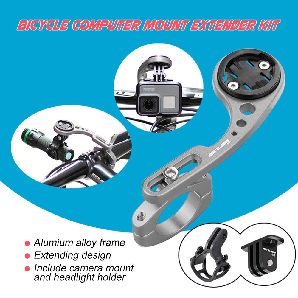 LIXADA Cycle Computer Mount, Out-Front Bracket for CATEYE, BRYTON, and Garmin, 31.8mm and 25.4mm Light Adapter, Front Bike Computer Mount