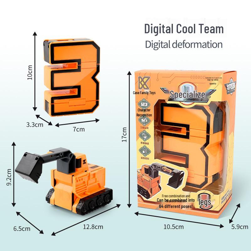 Large Transforming Robot Number Set for Kids: Numbers 0-9