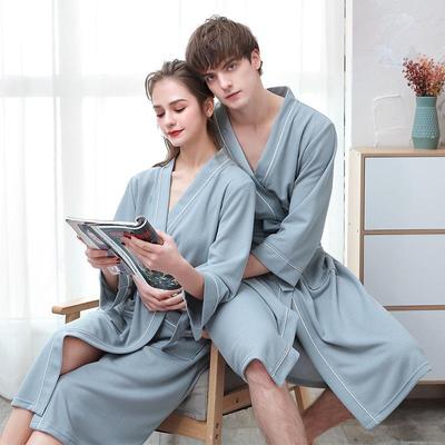 Four Seasons Herren Schnelltrocknender Waffel-Bademantel - Groß, Sommer-Pendler-Stil, Wasserabsorbierend, Dreiviertelärmel.