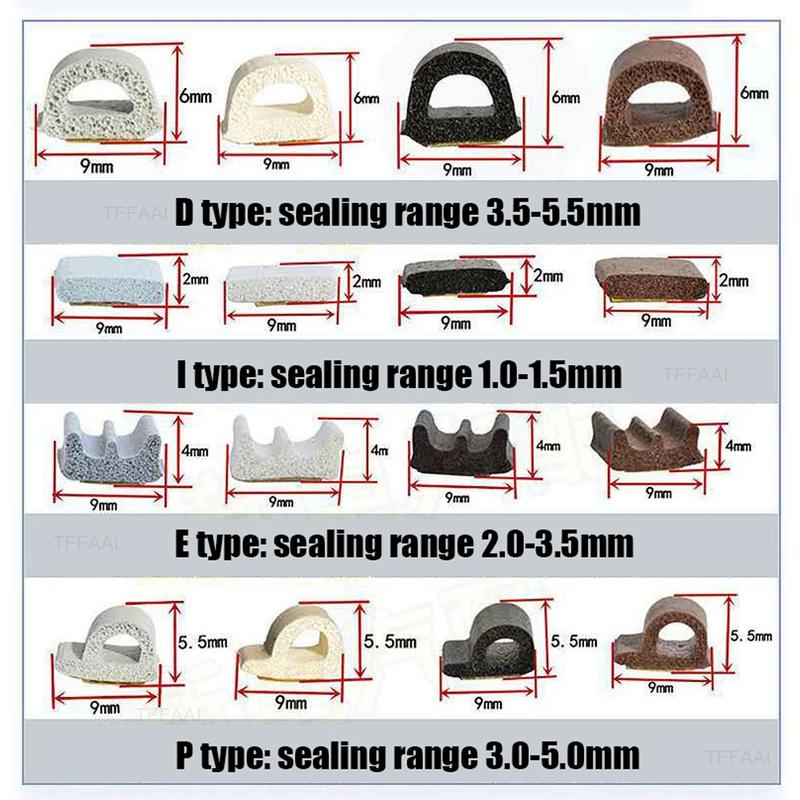 10m Weather Stripping Door Seal Strip Self-adhesive Draft Stopper Tape Window Insulation Noise Rubber Sealing Strip