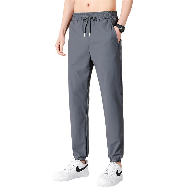 Men's Summer Ice Silk Joggers - High Elasticity, Plus Size, Casual Sports Pants