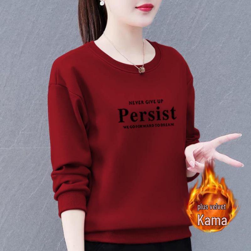 Huamian Women's Plus Size Velvet-Lined Sweatshirt - 2023 Autumn/Winter Casual Loose Fit Pullover Jacket