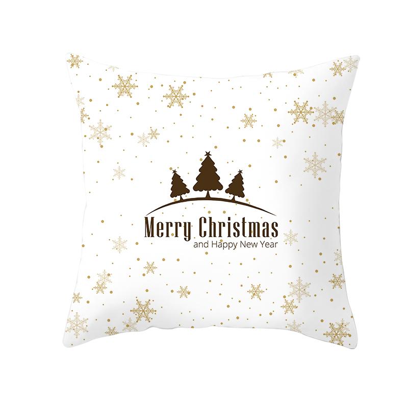 White Christmas Pillow Case Cute Santa Claus Elk   Cover Winter Snowflake Decorative Cases