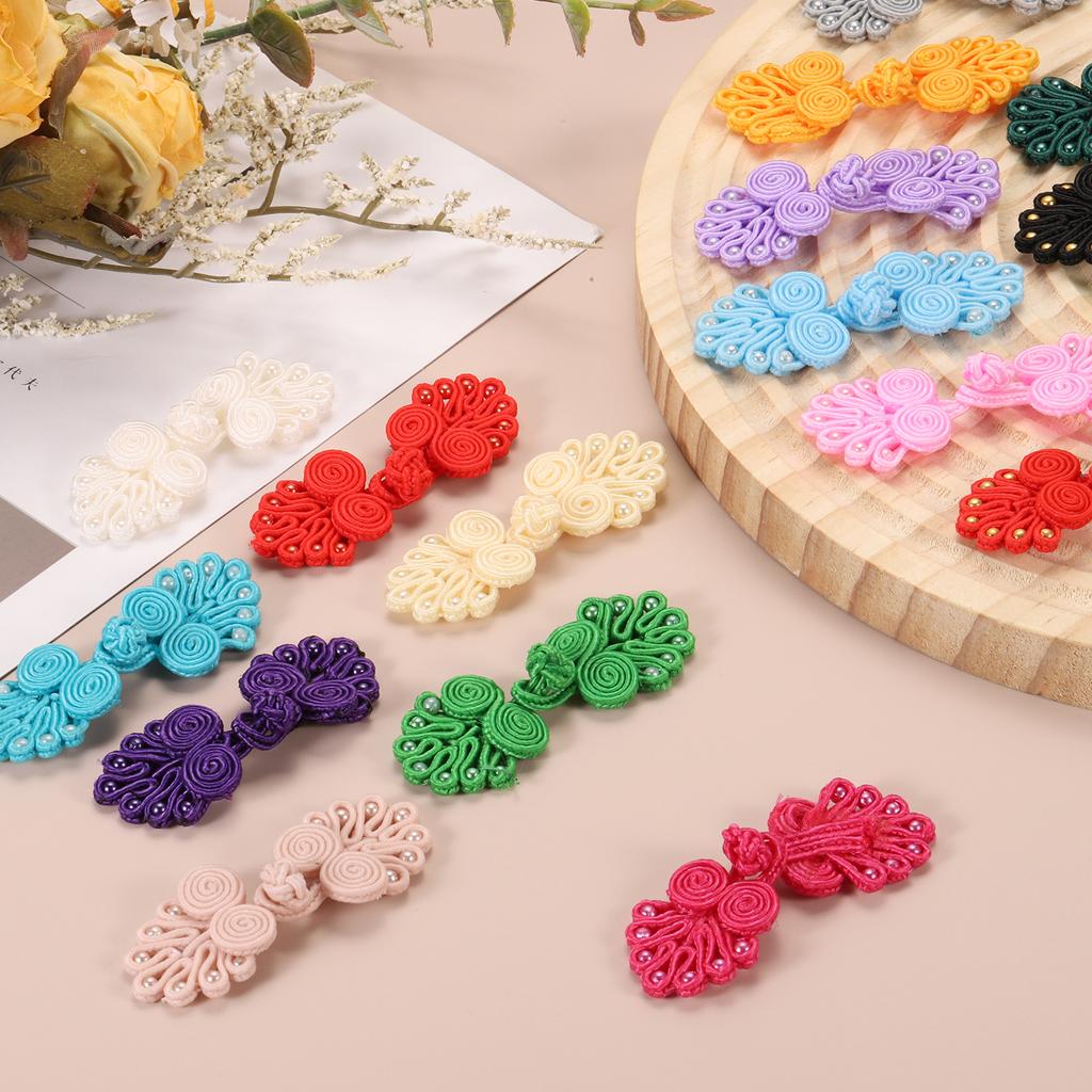 6/10pcs Chinese Knots Frog Buttons Closure Sewing Buttons Fasteners with Beads for DIY Sewing Coats Cloak Bridal Costume Outfit