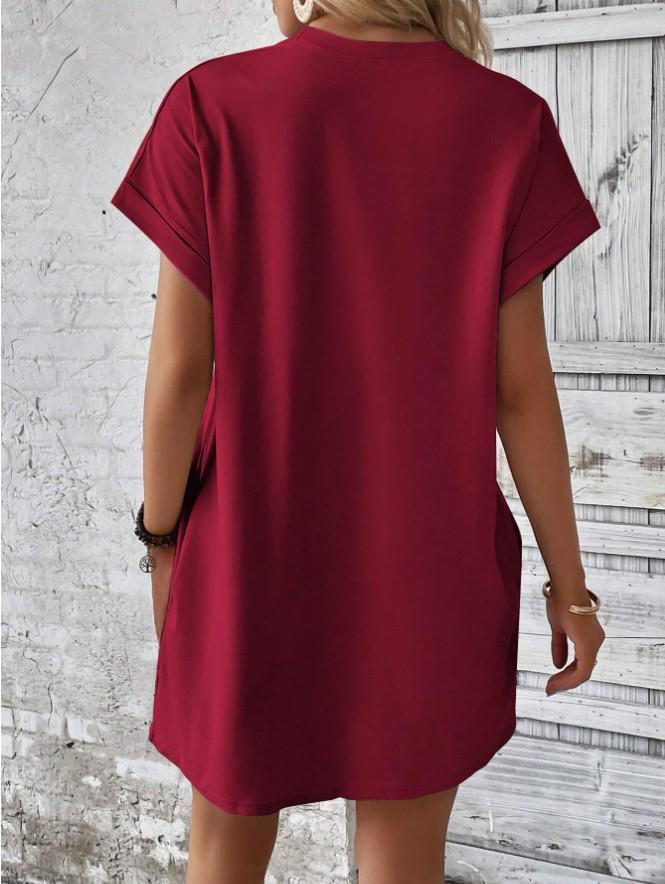 European and American Casual Batwing Sleeve Dress with Invisible Pockets (2024)