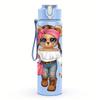 1PC Fashion Teddy Bear Puppy Cartoon 750ml Color Plastic Sports Water Bottle Leakproof Flip Straw Lid Suitable for Sports Office Home Use