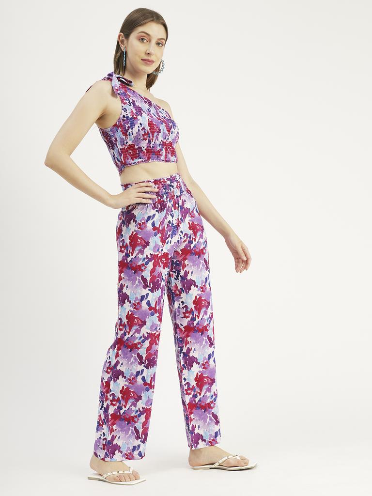 Moomaya Womens Coord Set, Viscose Rayon 2 Pcs Set Crop Top with Palazzo, Resort