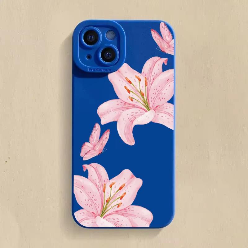 

Минималистичный чехол для телефона с розовым узором цветка гибискуса для iPhone 16 Pro Max 15 14 13 12 11 XS X XR 16E 7 8 Plus SE 2022 Мягкий чехол iPhone XS Max