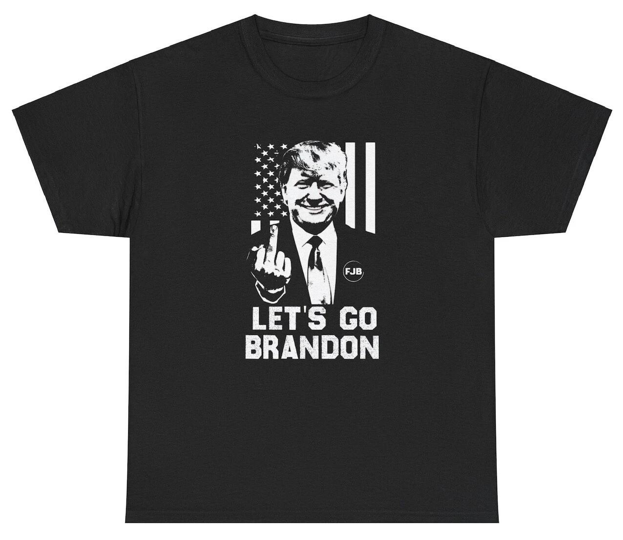 Lets Go Brandon T Shirt Sarcastic Trump Middle Finger Political Meme Humor Tee XL