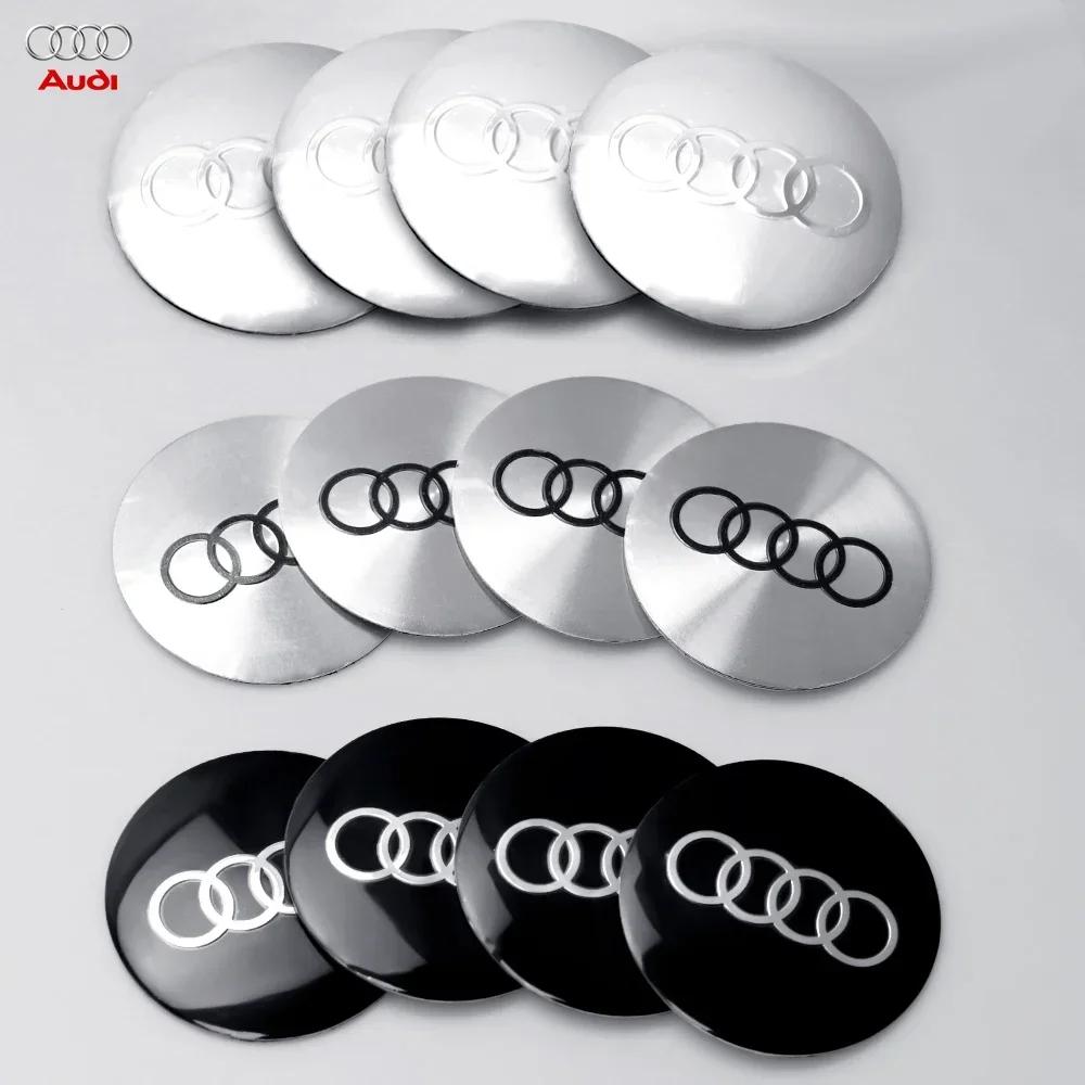 4pcs 56/60/63/65/68mm Wheel Center Caps Sticker Car Hub Cover Decoration For dgrb6 S RS A3 A4 B8 8P 8V A6 A5 Q5 B7 B6 B9 Q7 A1 A7