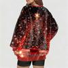 Women's Fashionable V-neck Christmas Printed Long Sleeved Casual Pullover Plush Warm Sweatshirt Top