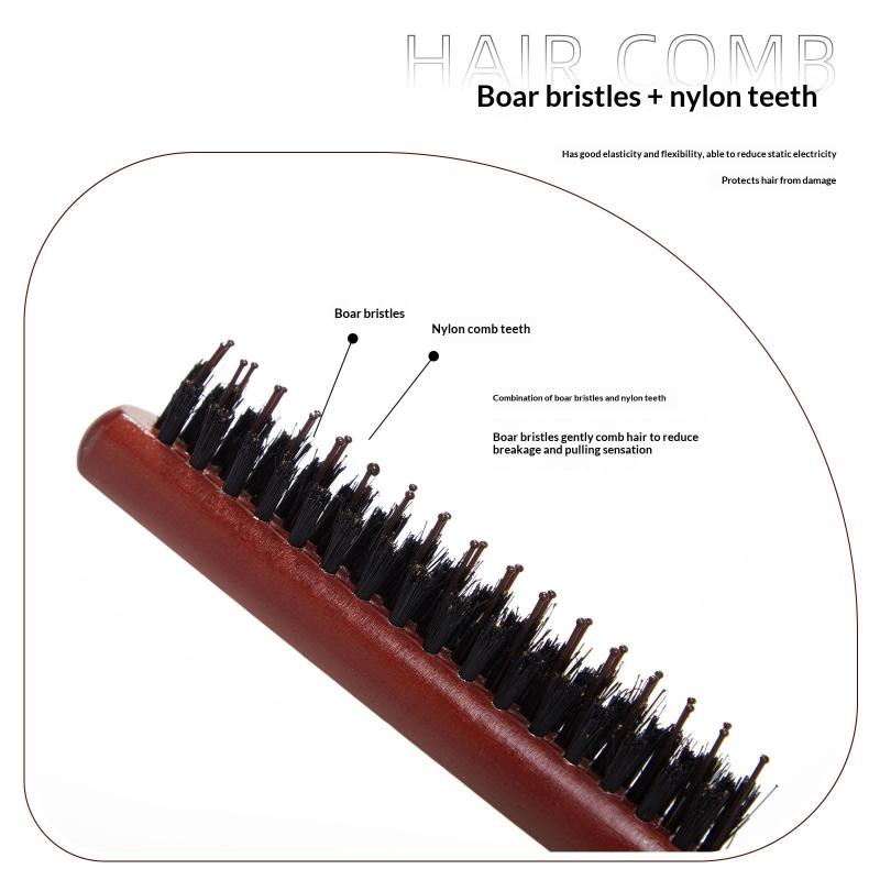 Wooden Handle Hair Comb Hairs Fluffy Three Rows Boar Bristle Combs Hairdressing Back Teasing Brushes Hairdressing Styling Tools