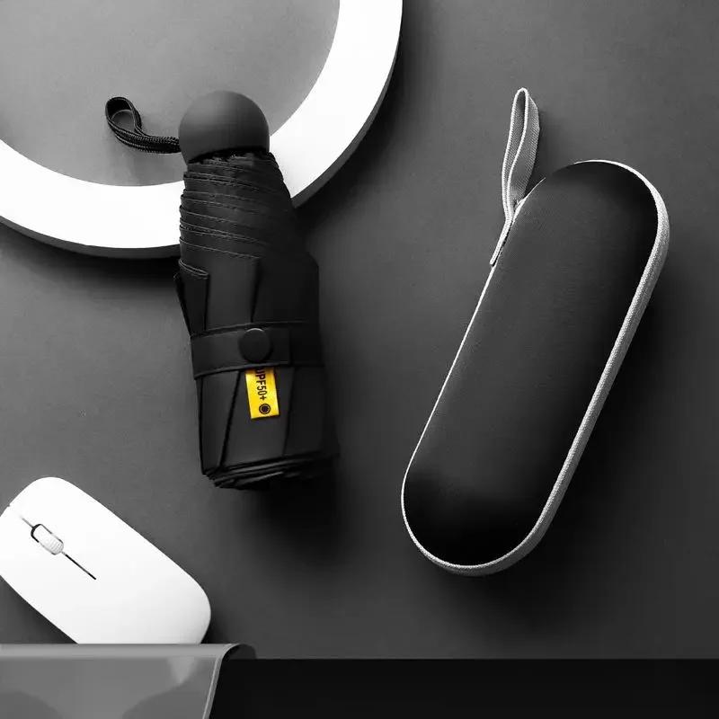8-Ribs Sun Umbrella Portable Mini Umbrella Sun Protection Capsule Umbrella Parasol with Box UV Folding Pocket  Umbrella