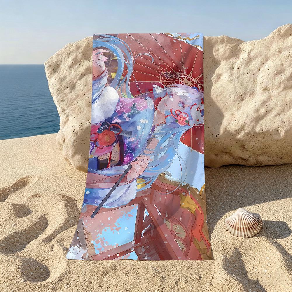 Japanese Girl In Kimono Beach Towel For Beaches Yoga Studios Gyms Hot Springs Swimming Pools And Picnics
