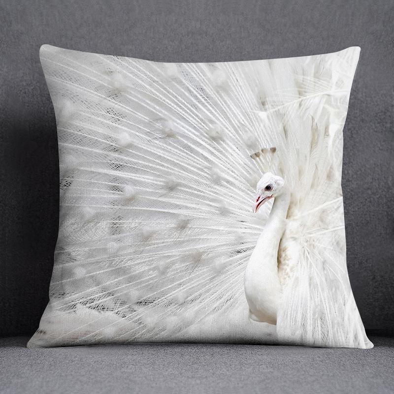 Dekorativní povlak na polštář se vzorem pavího peří Čtvercový povlak na polštář pro domácí kancelář Dekorativní povlak na polštář 45cm*45cm