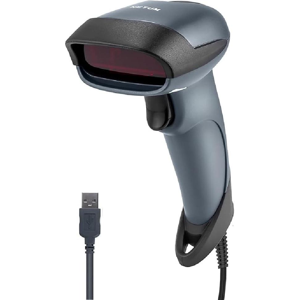 NETUM USB Laser Barcode Scanner, Handheld 1D Wired Bar Code Scanner Scanning UPC EAN Reader Gun Retails for Supermarket, Convenience Store, Warehouse 1D -M1