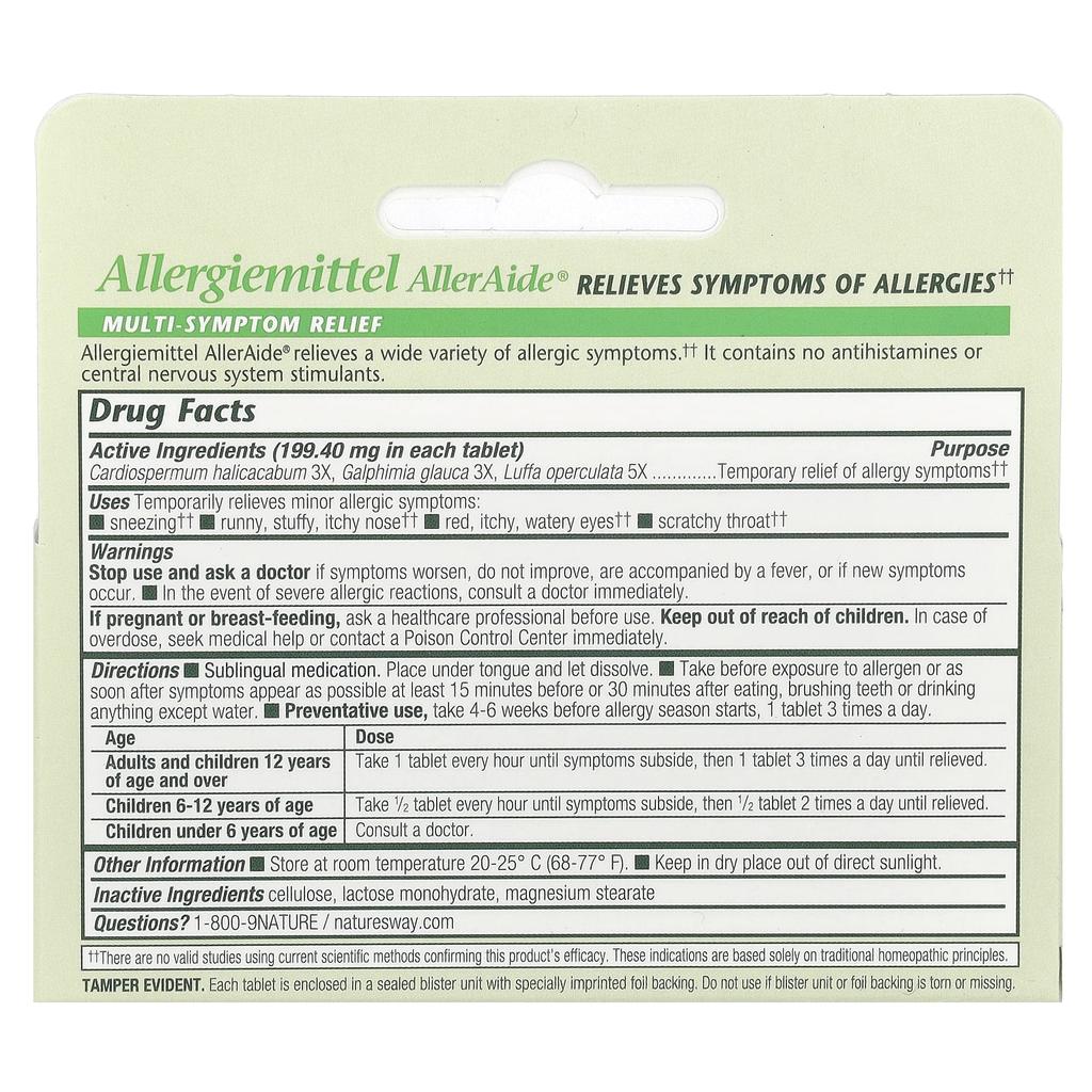 Boericke & Tafel Allergimedisin Alleraide®, Allergilindring, 40 tabletter