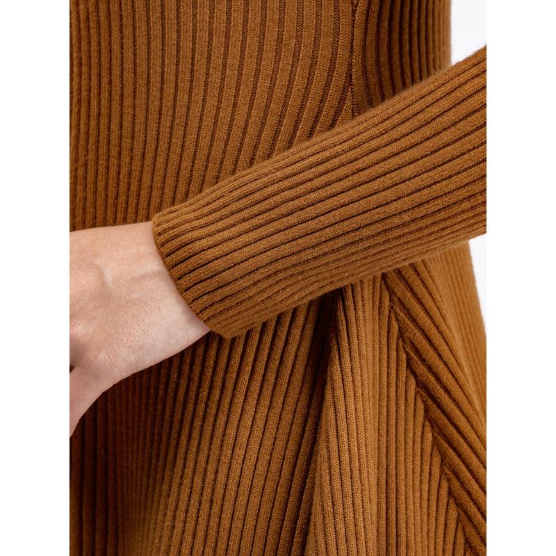 Autumn and Winter Women's Dress Knitted Long-sleeved Solid Color Slim Bottoming Dress Inside The Fashion A-line Skirt