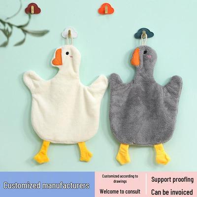 Cartoon Coral Fleece Quick-Drying Absorbent Hand Towels - Odor-Free Hanging for Kitchen & Bathroom