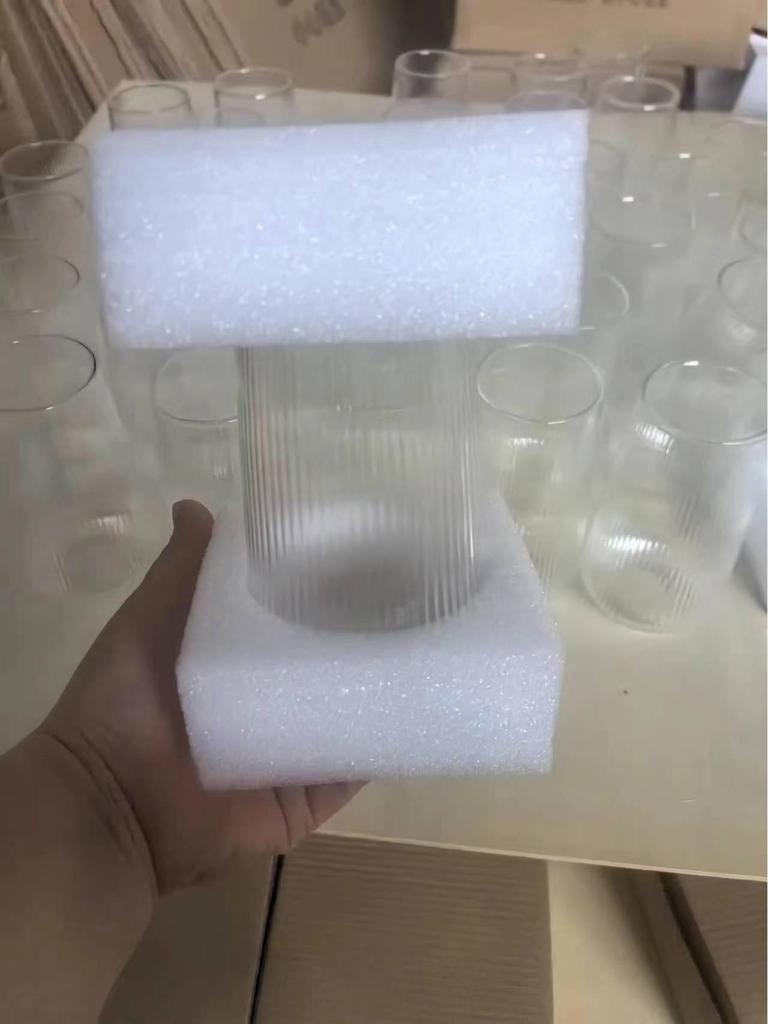 Premium Striped Glass Cup for Cold Drinks, Sparkling Water, Fruit Juices, and Heat-Resistant Lattes