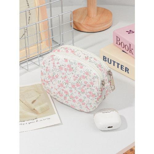 Ins Fresh Red Cherry Quilted Cosmetic Bag Fashion Small Large Toiletry Makeup Storage Bag Cute Lipstick Sanitary Napkin Case