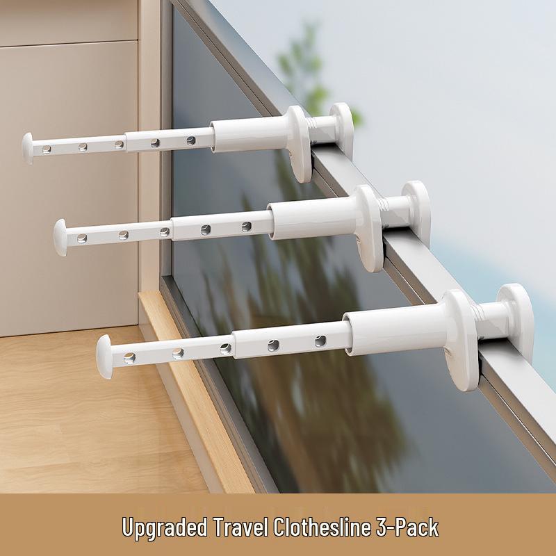 Retractable No-Drill Folding Clothes Rack: Multi-Functional Travel Drying Rod for Hotel & Balcony Use