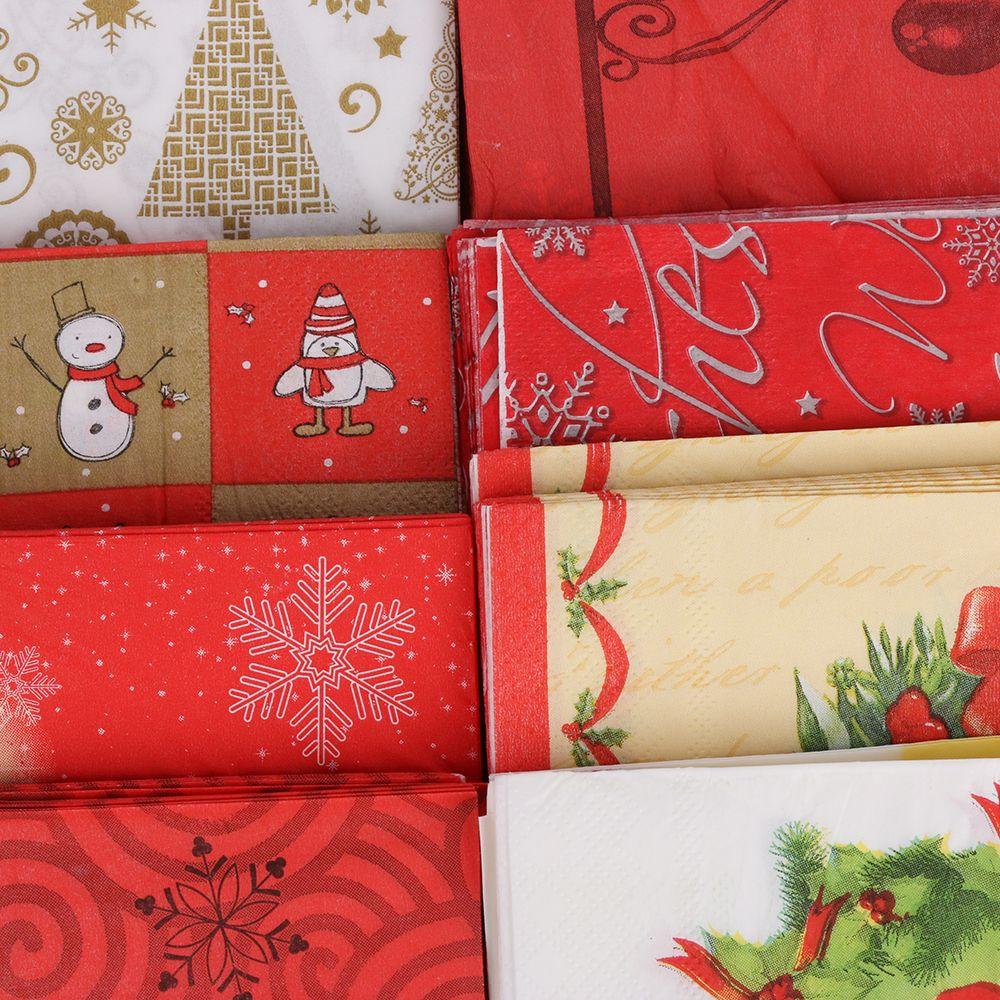 Party Supply Santa Claus Table Decor Serviette Christmas Decoration Printing Paper Napkin Towel