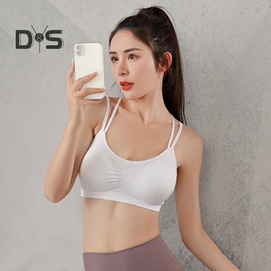 Women Sport Bra Multi Strap Hollow Out Back Push-up Vest Bra Quick-drying No Wire Seamless Gym Jogging Bra with Removable Padding