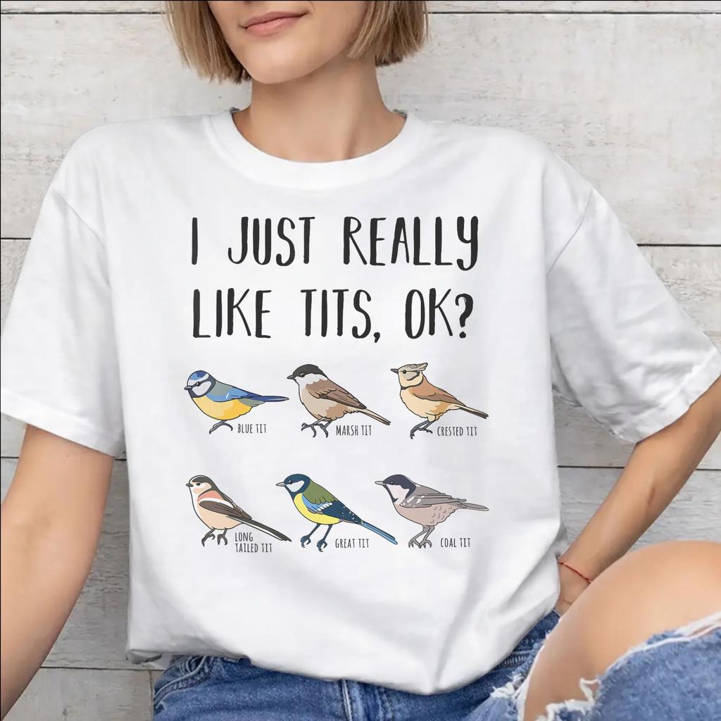 Unisex Unisex Funny Bird Meme I Love Tits T Shirt Cotton Graphic Printed TShirt Top Clothing