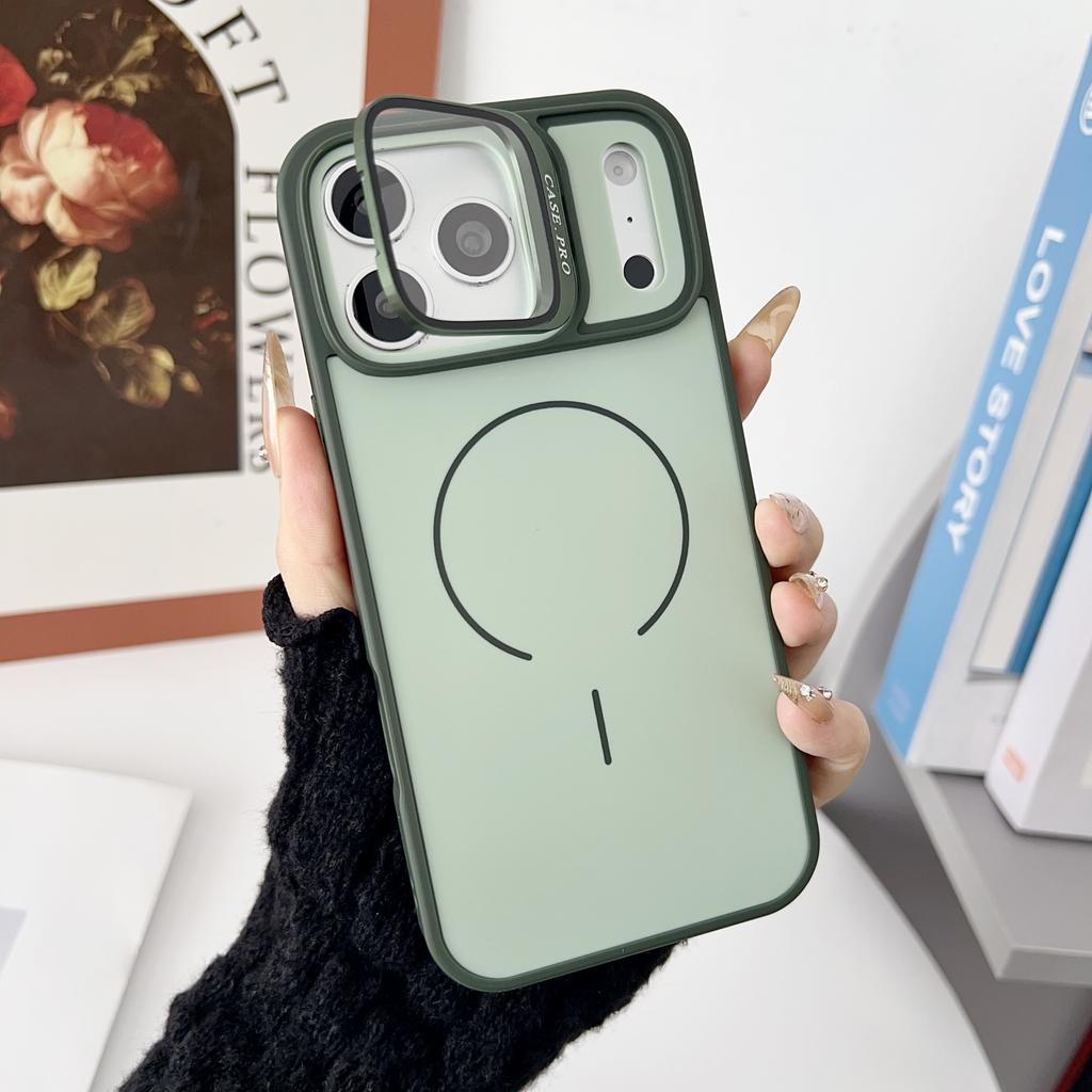 Official Fold Glass Camera Stand Holder Magnetic For Magsafe Case For iPhone 17 Air 16 15 14 Plus 13 Pro Max Solid Color Cover