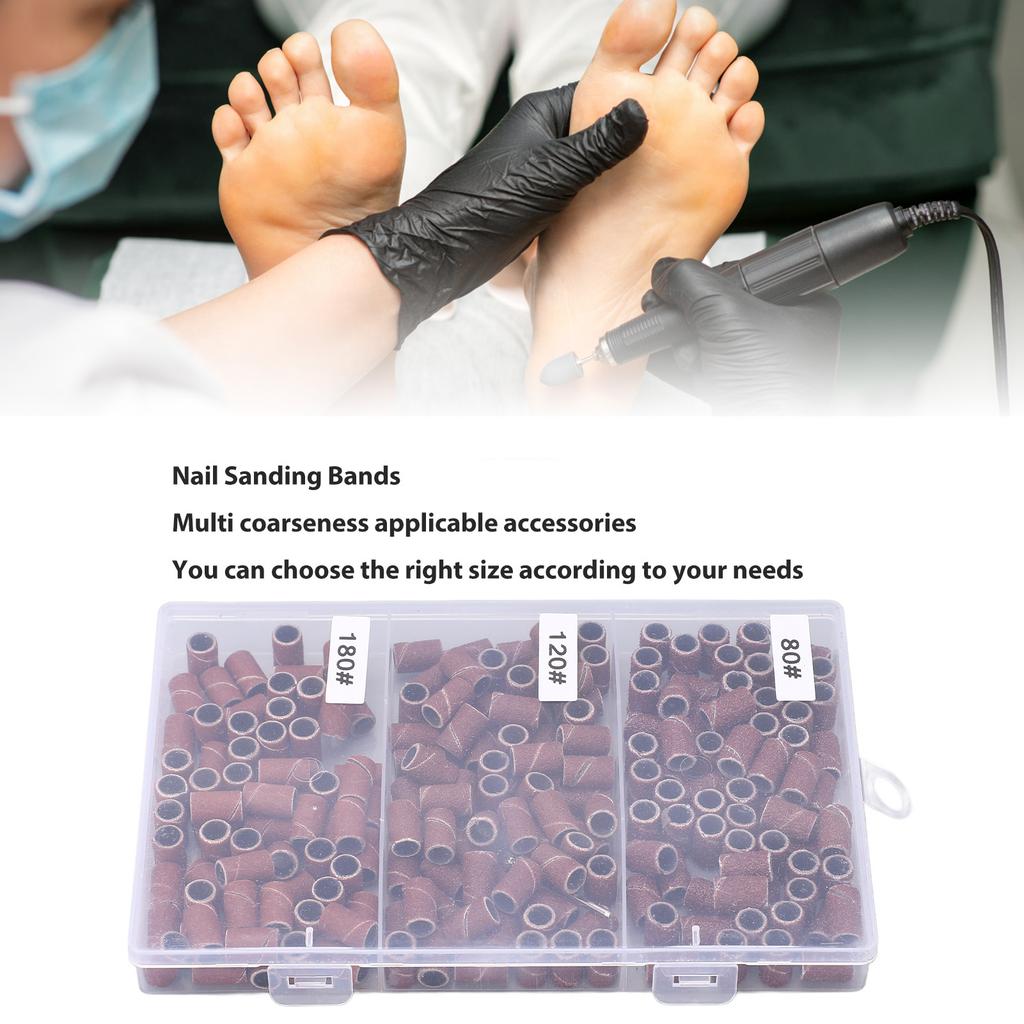 210pcs Sanding Bands for Nail Drill Coarse Fine Pedicures Manicure Sanding Bands with Mandrel 80 120 180 Grit Brown